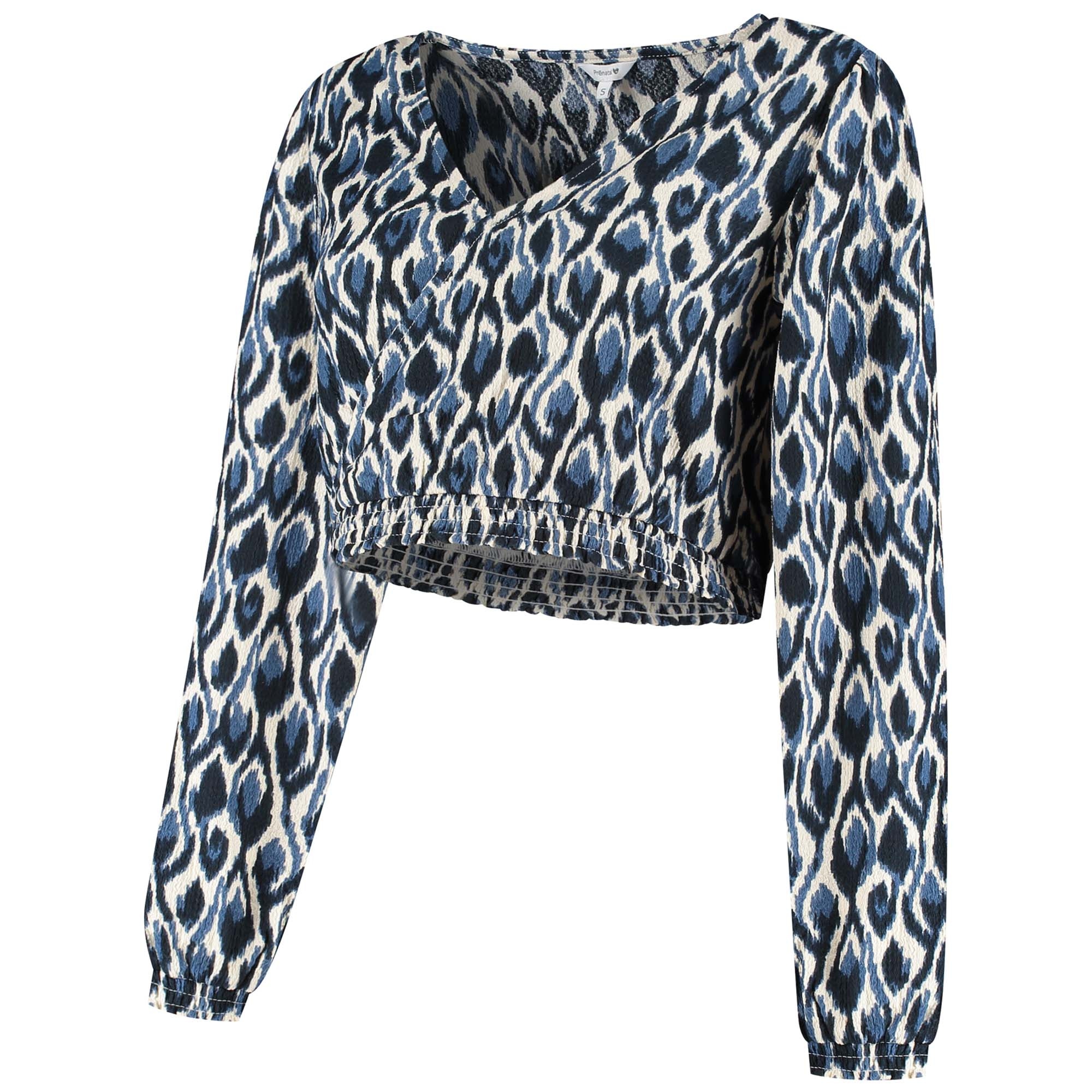 Prénatal zwangerschapstop lange mouwen all over print blauw