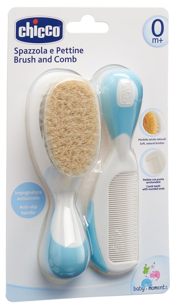 CHICCO Kamm und Bürste Naturborsten light blue 0m  1 Stk
