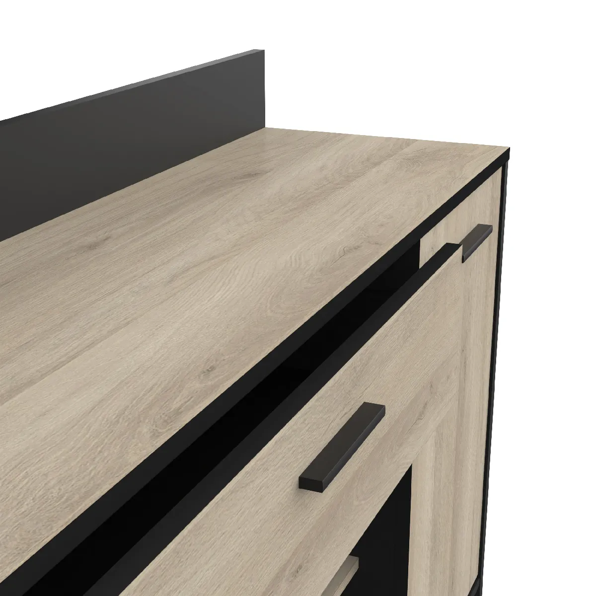 Pegane Meuble de rangement cuisine - Chêne Kronberg/Noir Mat