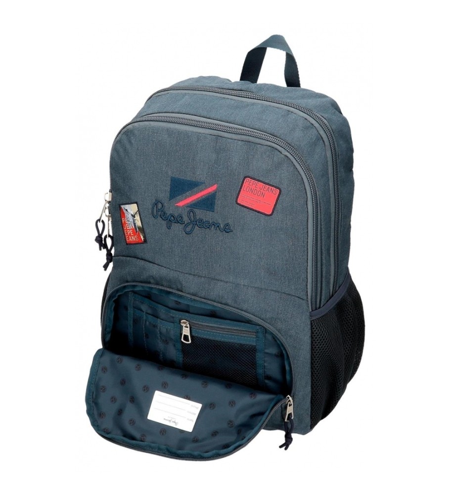 Mochila adaptável Pepe Jeans Kay, 46 cm, dois compartimentos, azul escuro