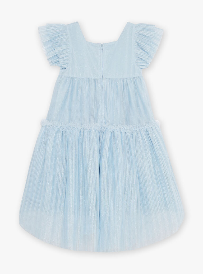 Robe bleu ciel en tulle pailletée