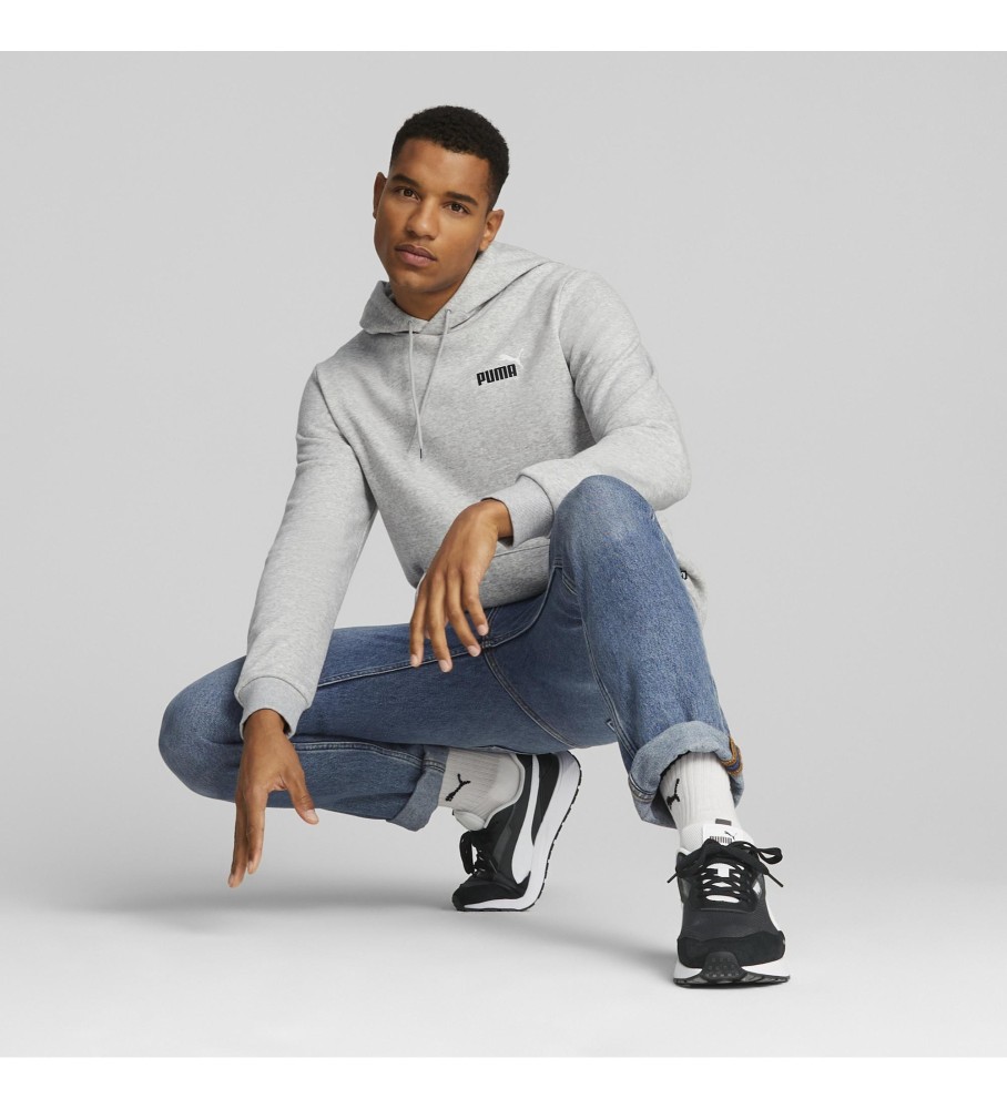 Moletom Puma Essentials+ com logo bicolor na cor cinza