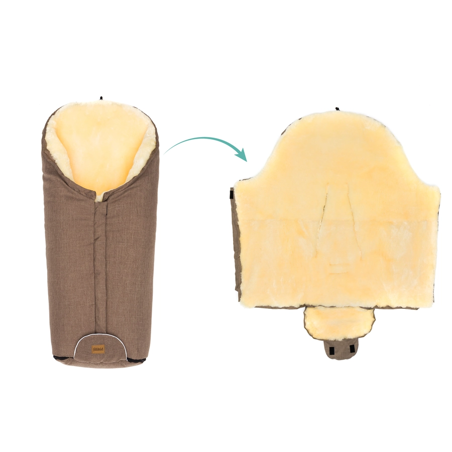 fillikid Winterfußsack Tacama Lammfell braun melange