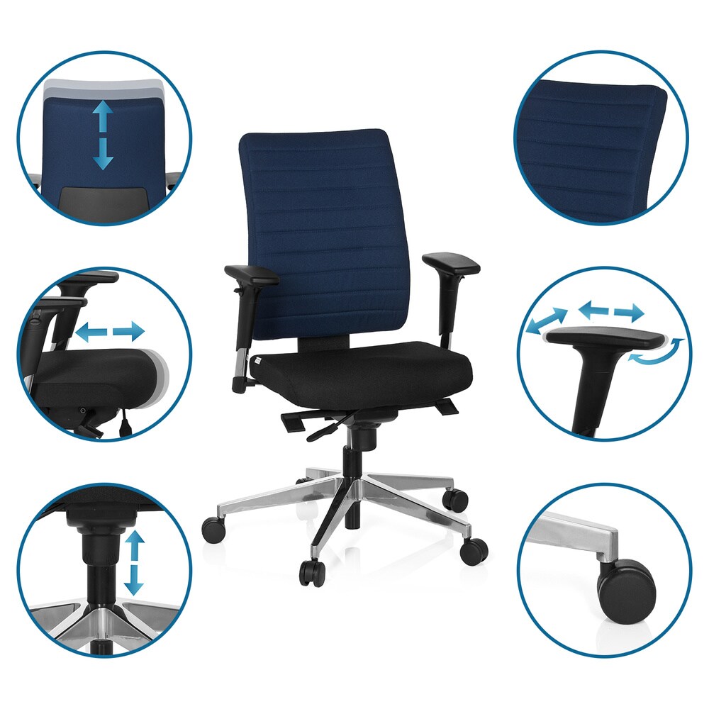 Profi Bürostuhl PRO-TEC 350 Stoff mit Armlehnen (höhenverstellbar) hjh OFFICE