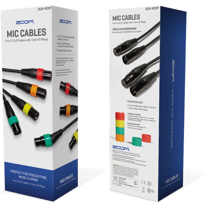 Zoom XLR-4c/CP kabelset met kleurmarkeringen 2.5 m (4 stuks)