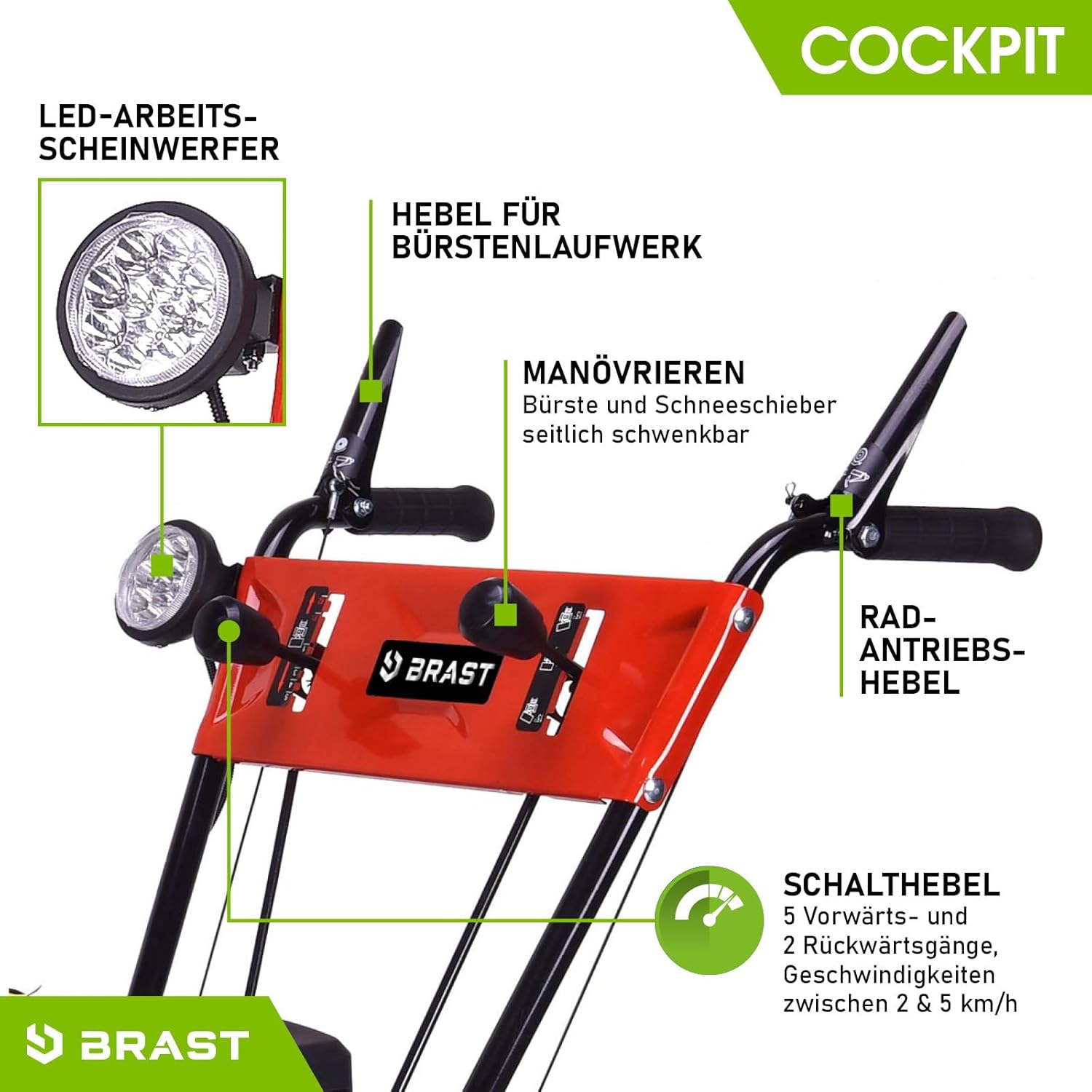 BRAST Kehrmaschine Benzin | Laubsammler Schneeschieber | 4,8kW(6,5PS) - 5,14kW(7PS) | viele Modelle | 80-100cm Arbeitsbreite | Elektrostart | Schnellwechsel-System | Schneeräumer | 3in1 Gerät