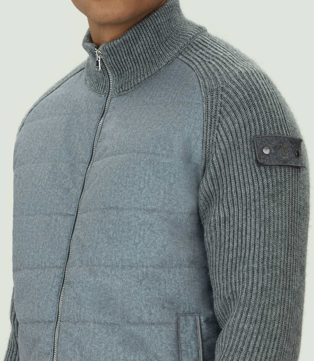 Sweat zippé col montant gris chiné 