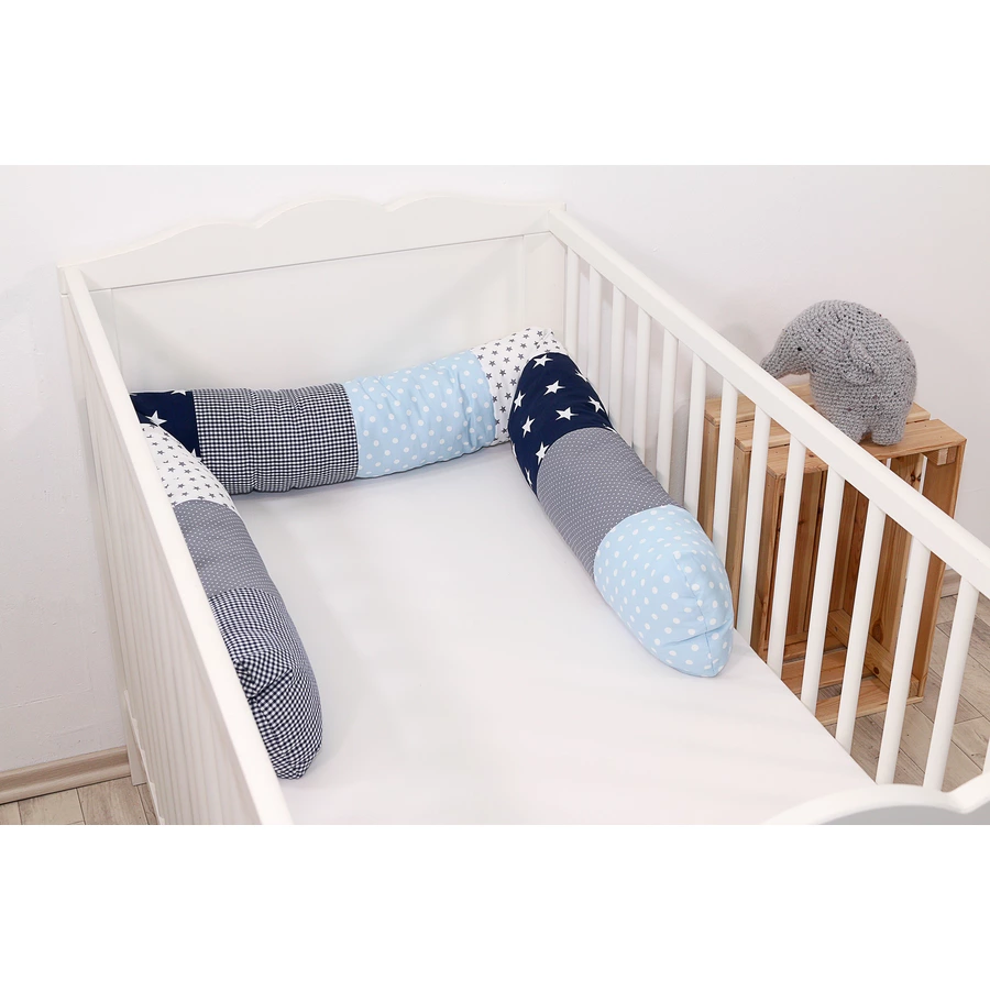Ullenboom Baby-Bettschlange Blau Hellblau Grau 200 cm