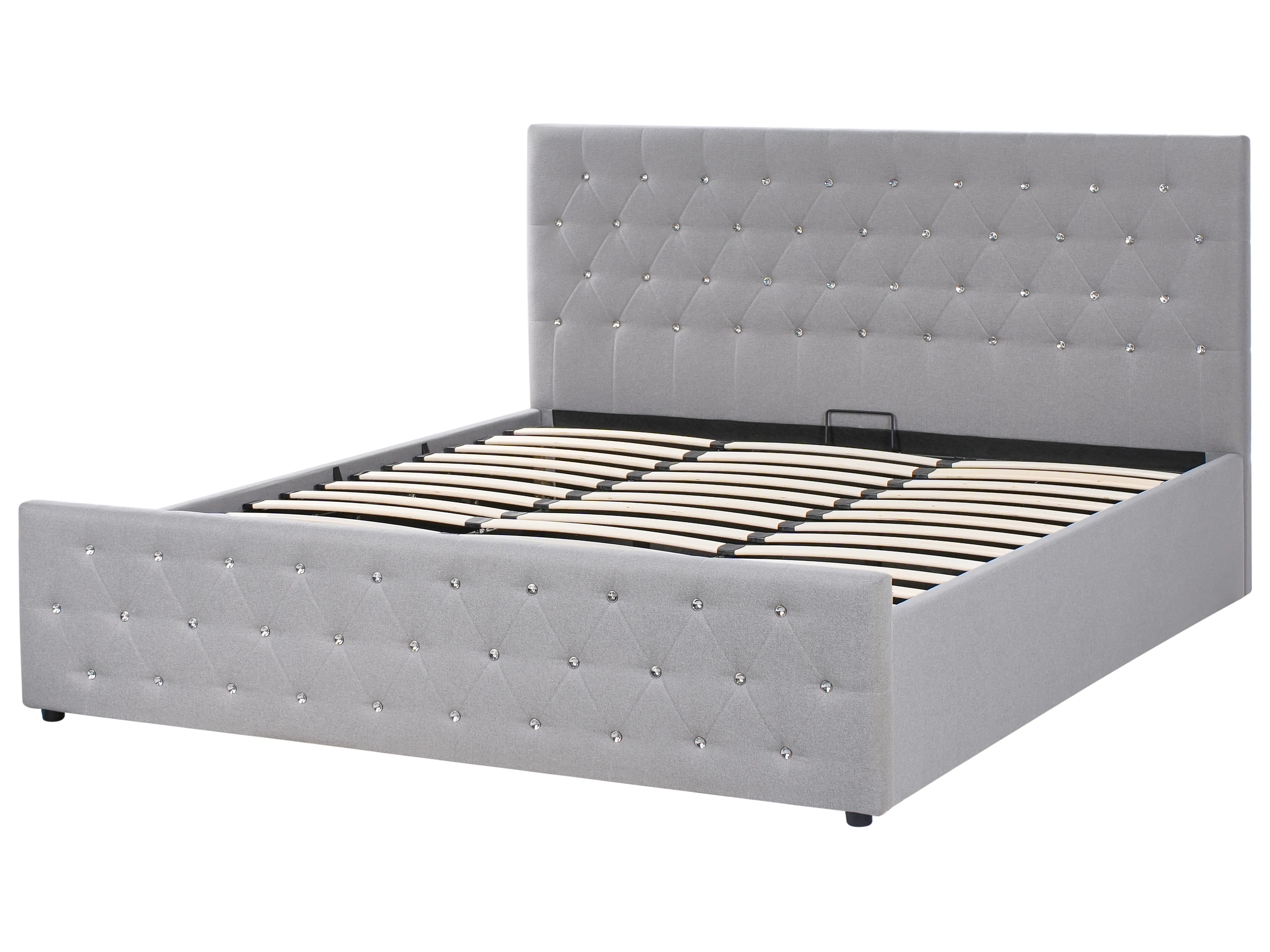 Bed met opbergruimte Stof AMIENS 180 x 200 cm Lichtgrijs