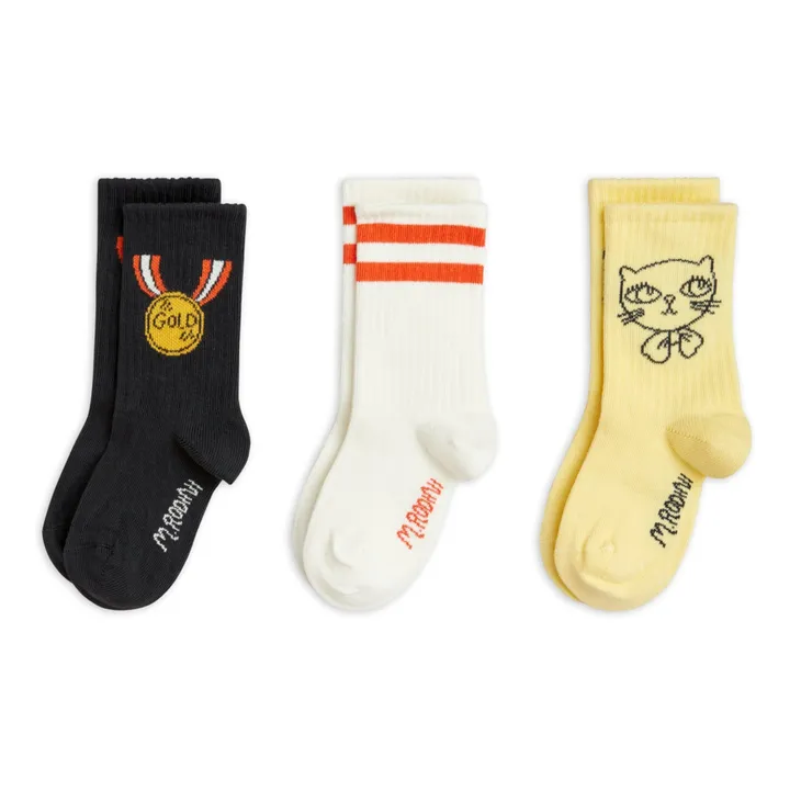 Mini Rodini Lot 3 Chaussettes Médaille Coton Bio | Noir