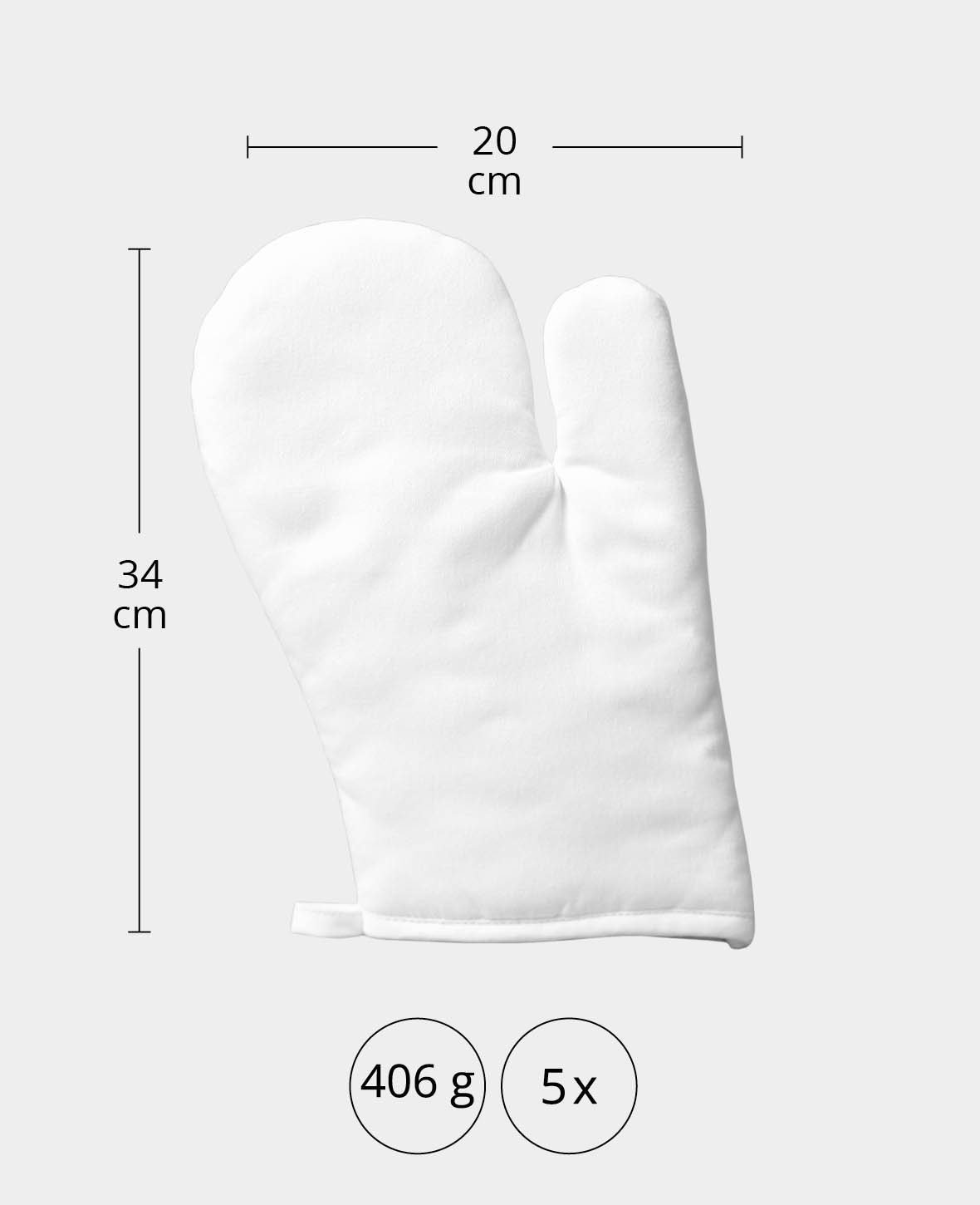 (5er Set) Ofenhandschuhe Baumwolle Grill DIY - Weiss