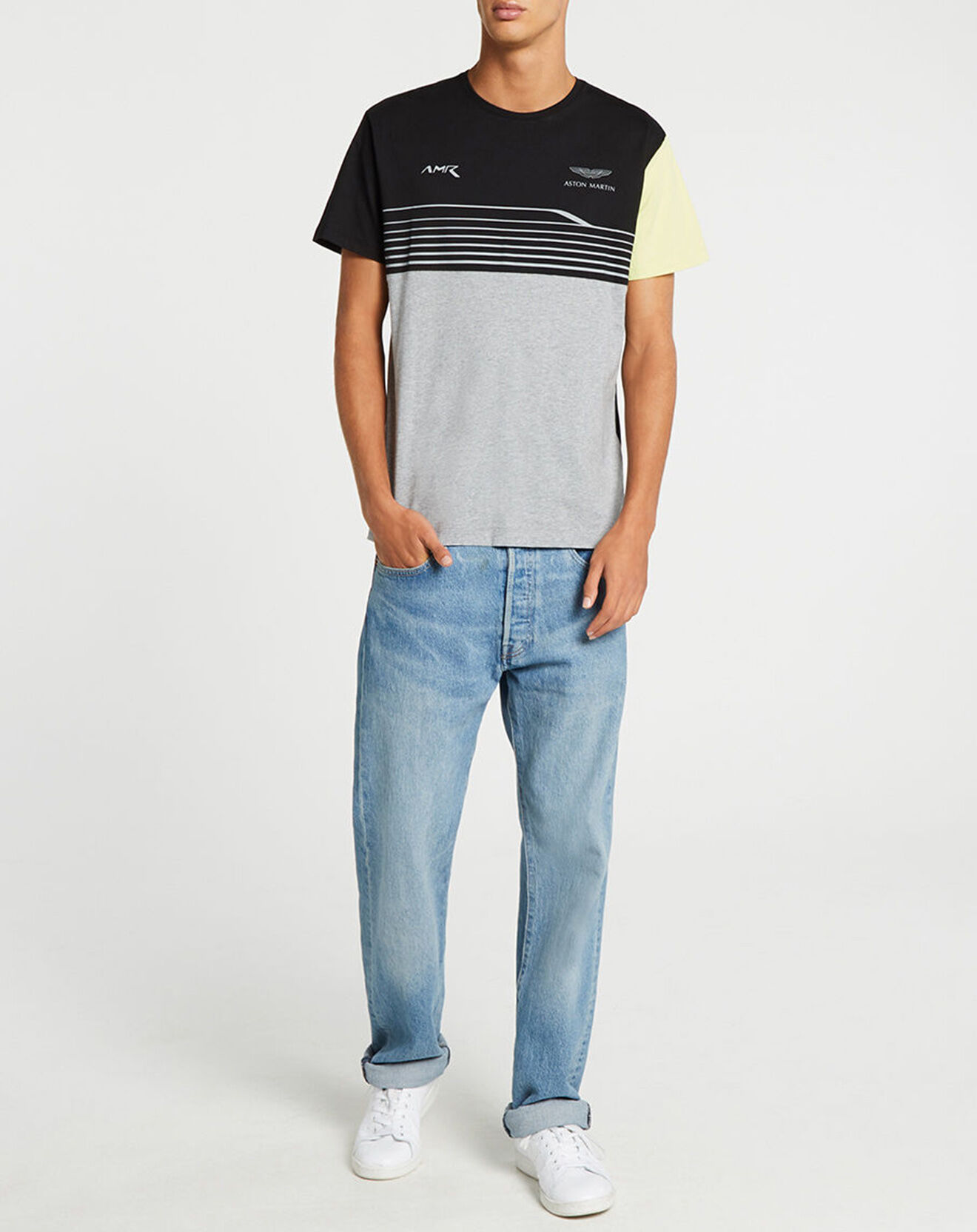 Hackett London T-Shirt Aston Martin Racing rayé noir