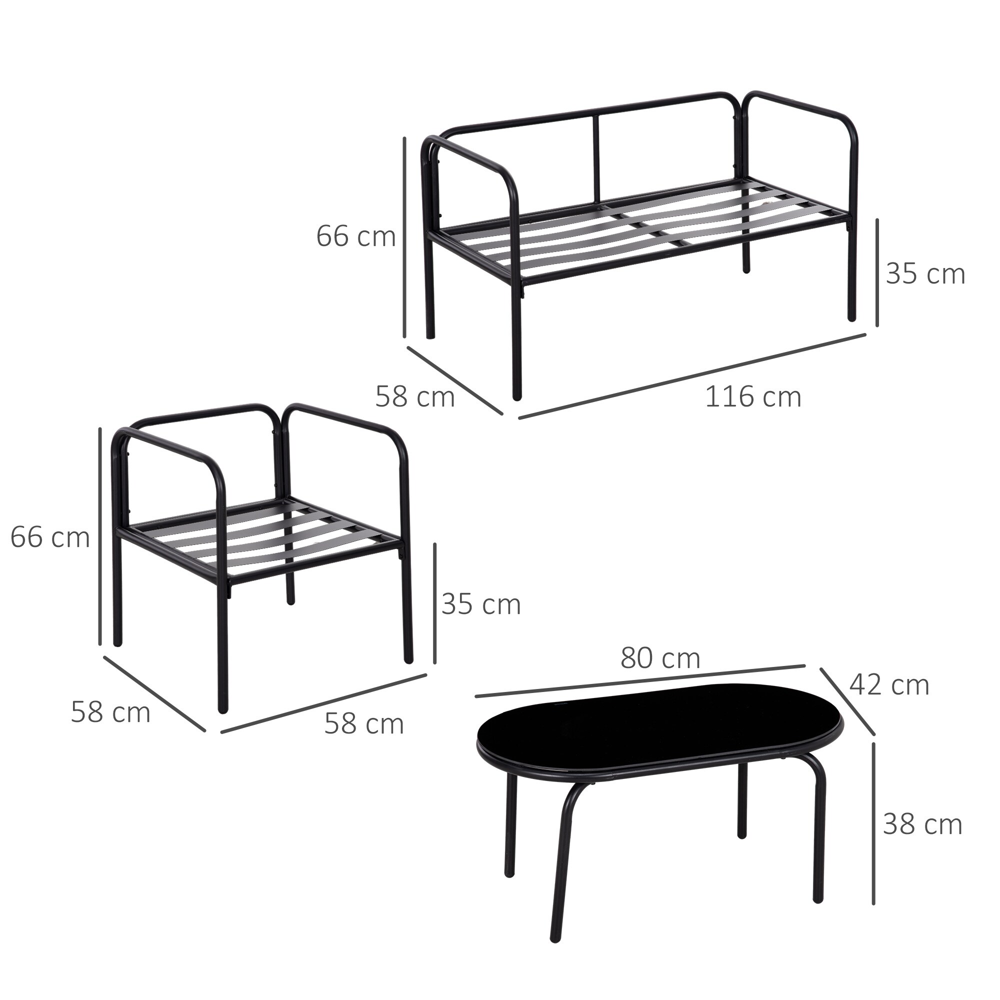 Outsunny Gartenmöbel-Set mit 2 Sessel braun 116L x 58B x 66H cm