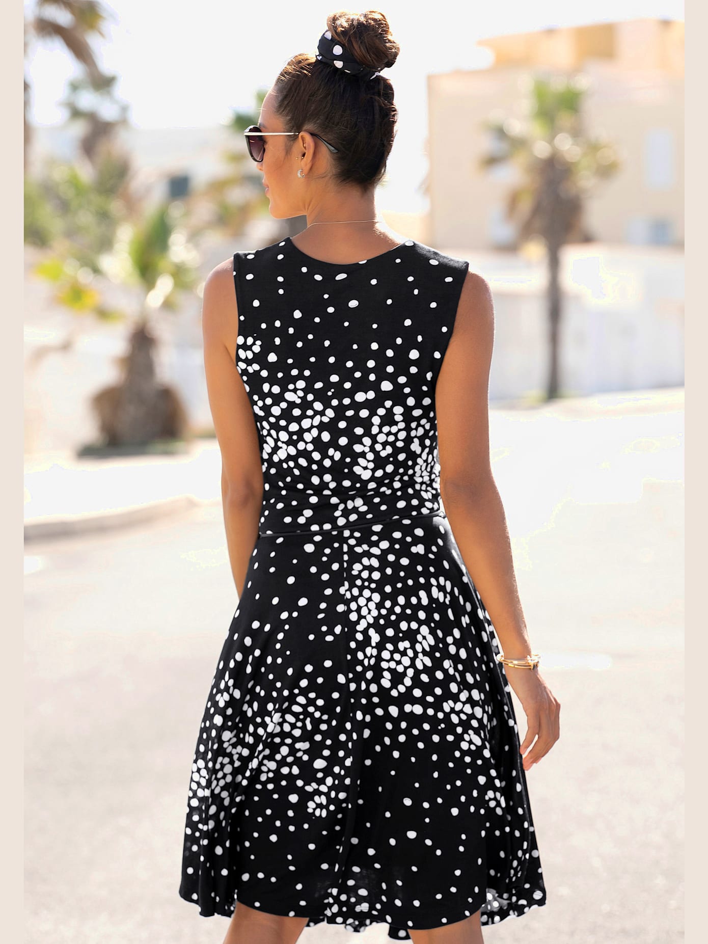 Robe en jersey élégante robe portefeuille à pois