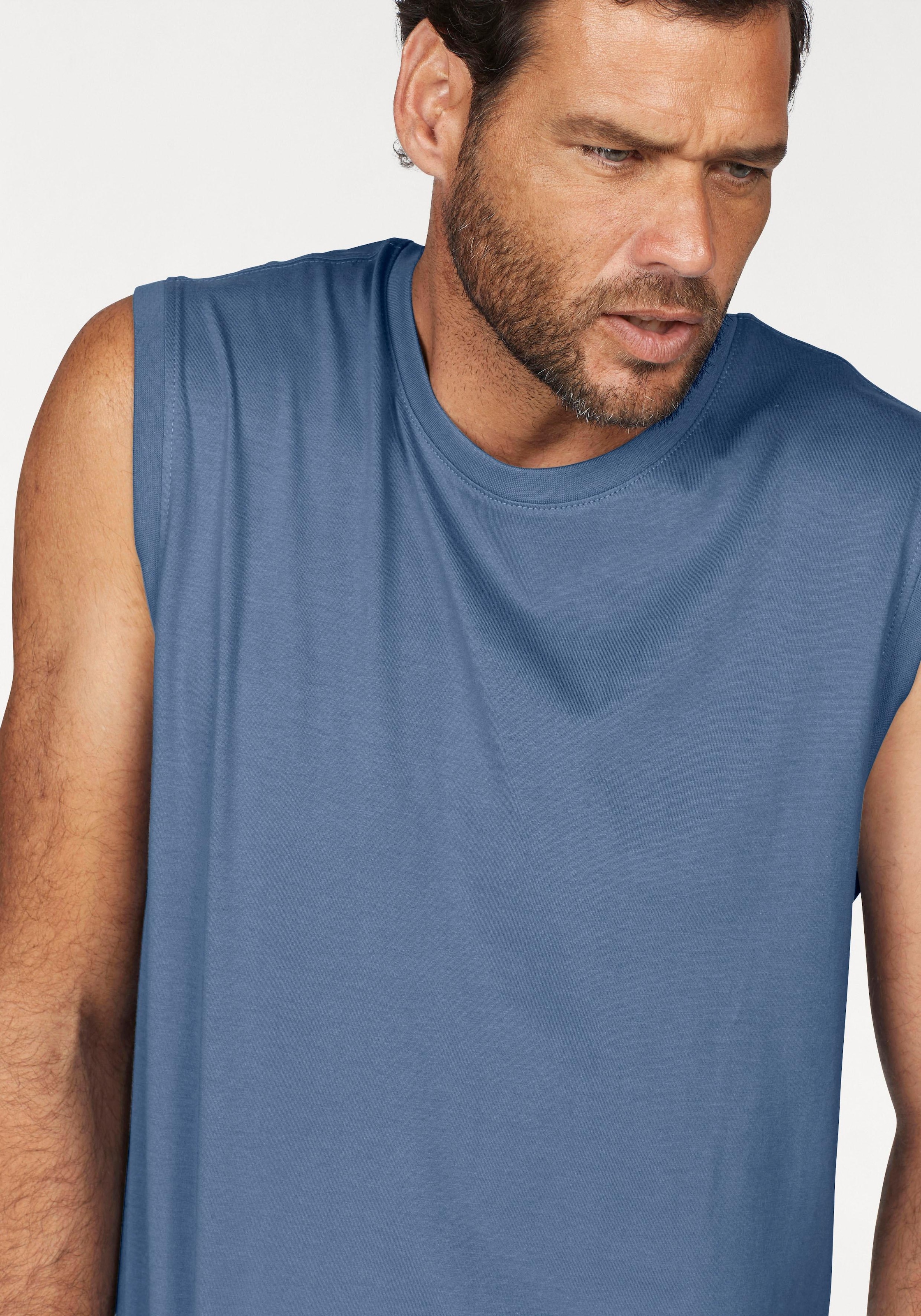 Man's World Muscleshirt Packung, 3er-Pack, 3 Stk. ärmellos,  Basic-Stil,  unifarben,  Rundhalsausschnitt