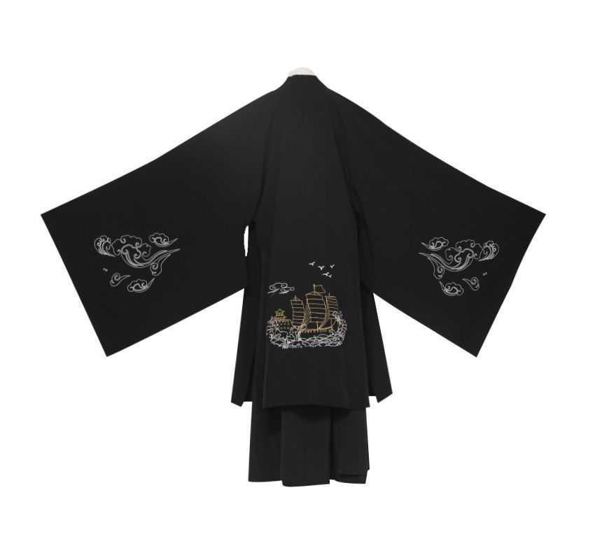 Tangier - Schip geborduurd Hanfu gewaad / Top met lange mouwen / Maxi rok / Arm mouwen / Set