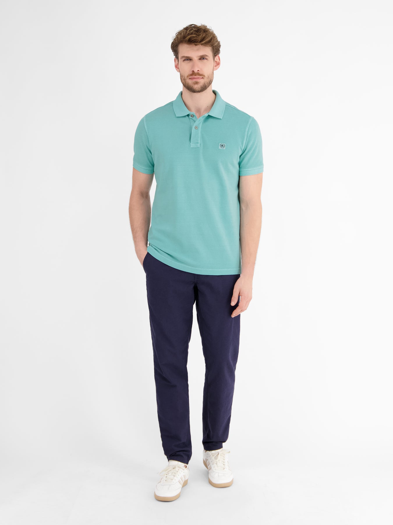 Herren Poloshirt in gewaschener Optik