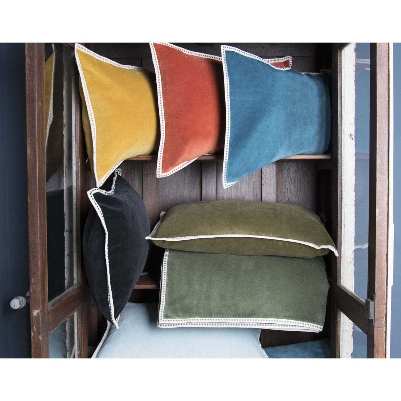Febronie Housse de coussin velours Ella coriandre