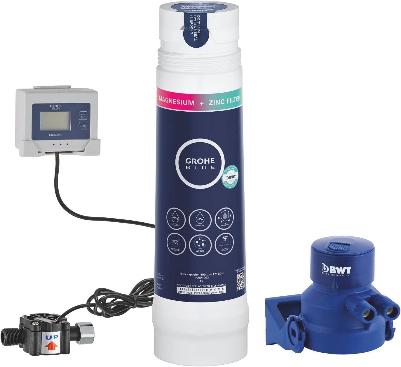 GROHE Blue - Magnesium + Zink Filter Starter Set (reduziert Kalk und Schwermetalle, Kapazität 400 Liter bei 17° dGH), 40875000