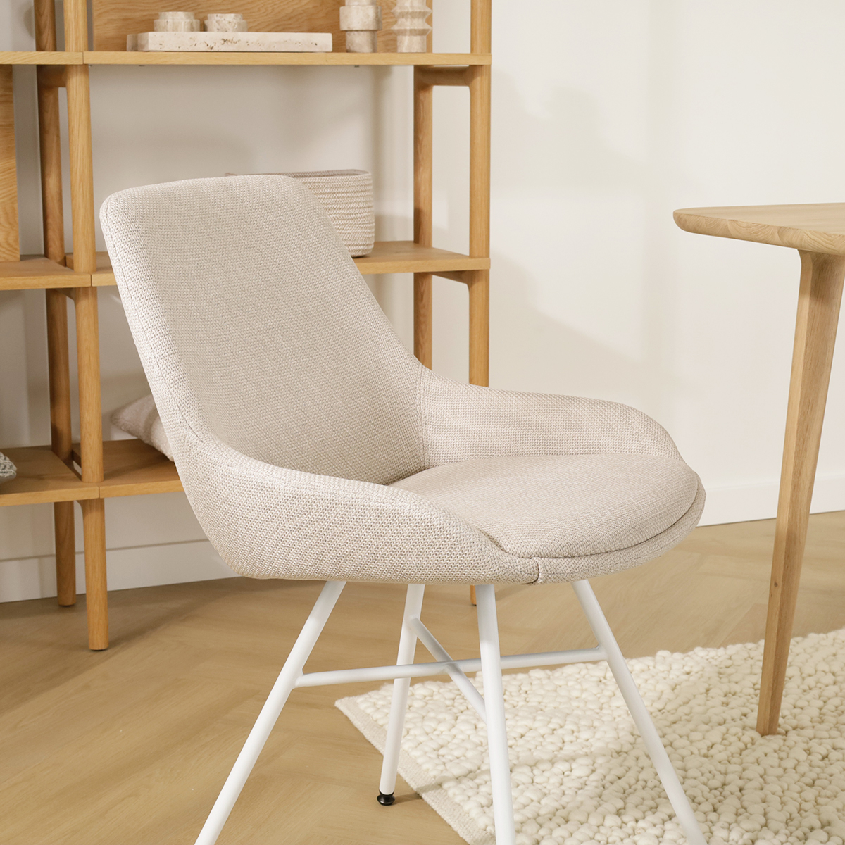 Eetkamerstoel Noa-Isa beige - wit onderstel
