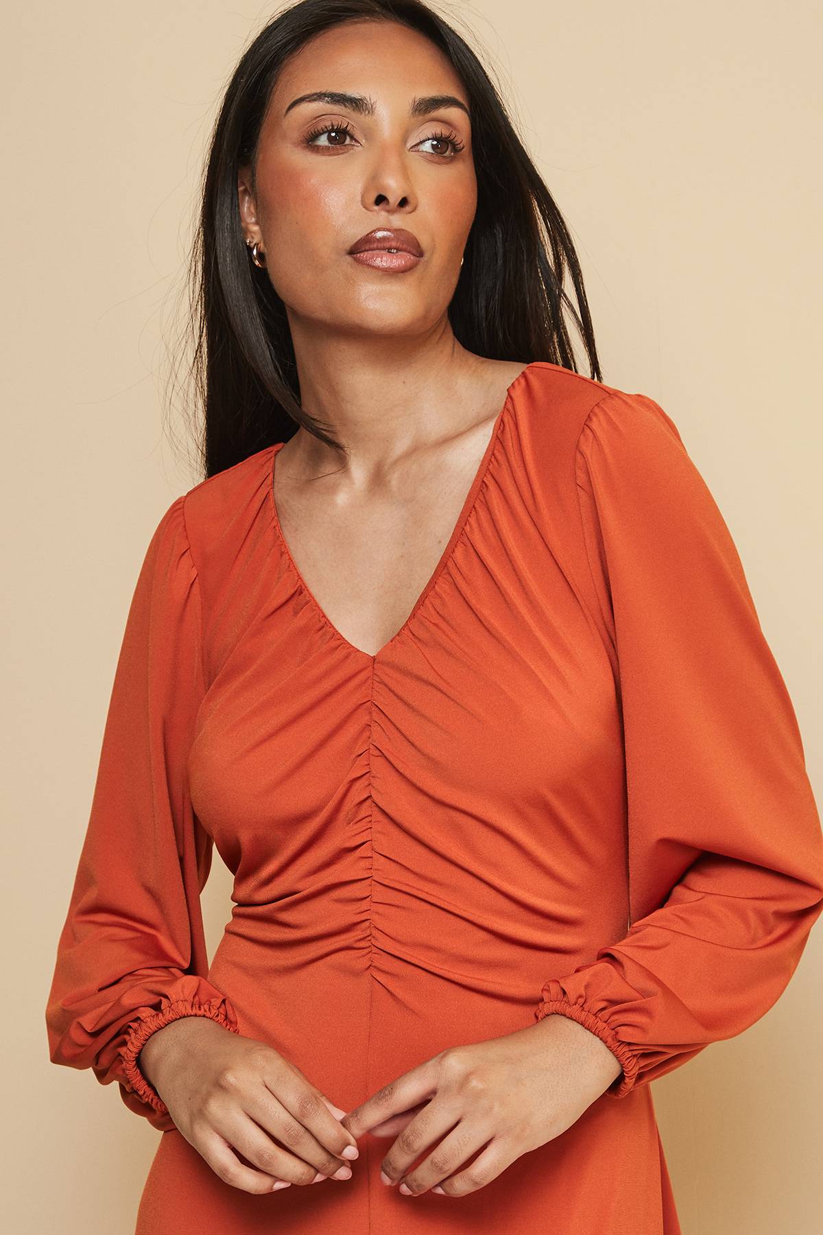 Wallis Robe Jersey Petite à Fronces Devant
