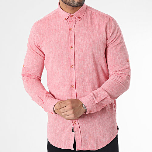 Chemise Manches Longues Rouge Chiné
