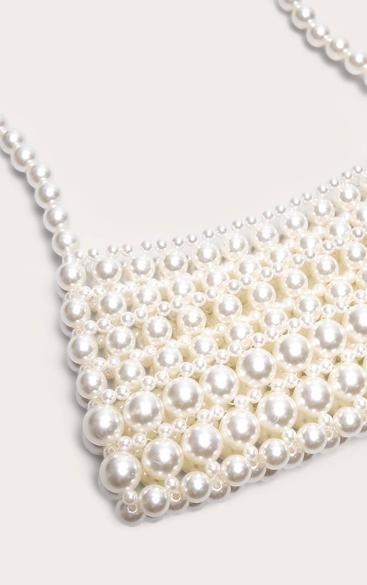 Blanc Sac À Bandoulière En Perles