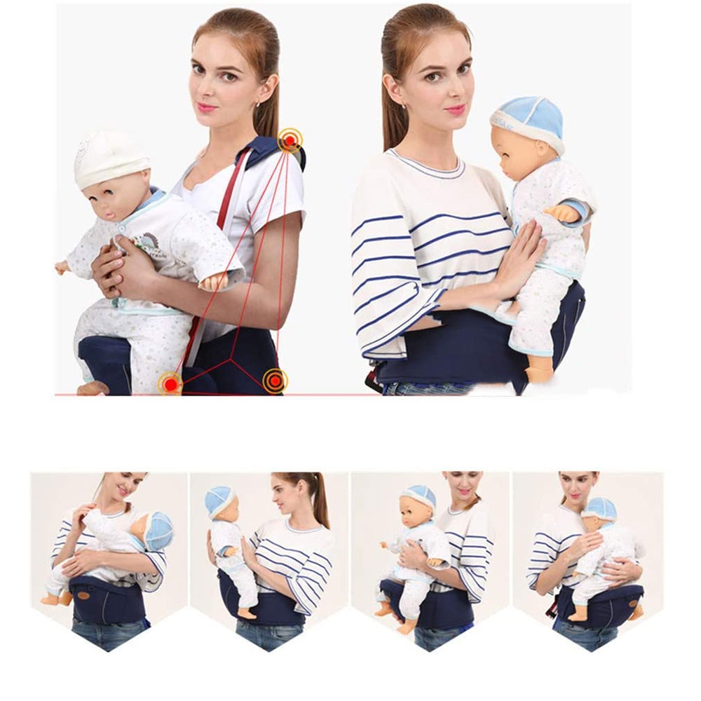 Baby Hüftsitz Ergonomische Hüfttrage Tragesystem mit Netztasche (4-15 kg) - Dunkelblau