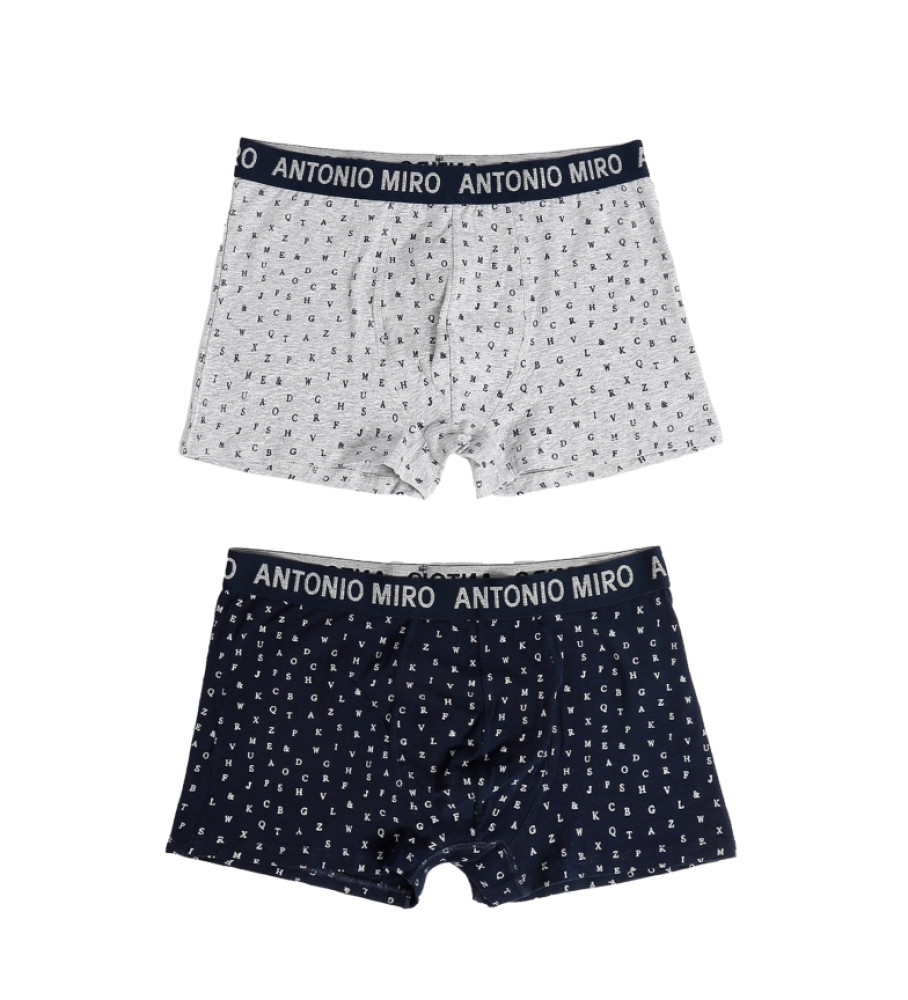 Cuecas boxer Antonio Miro Pack 2 Cassete Cinza, Azul Marinho