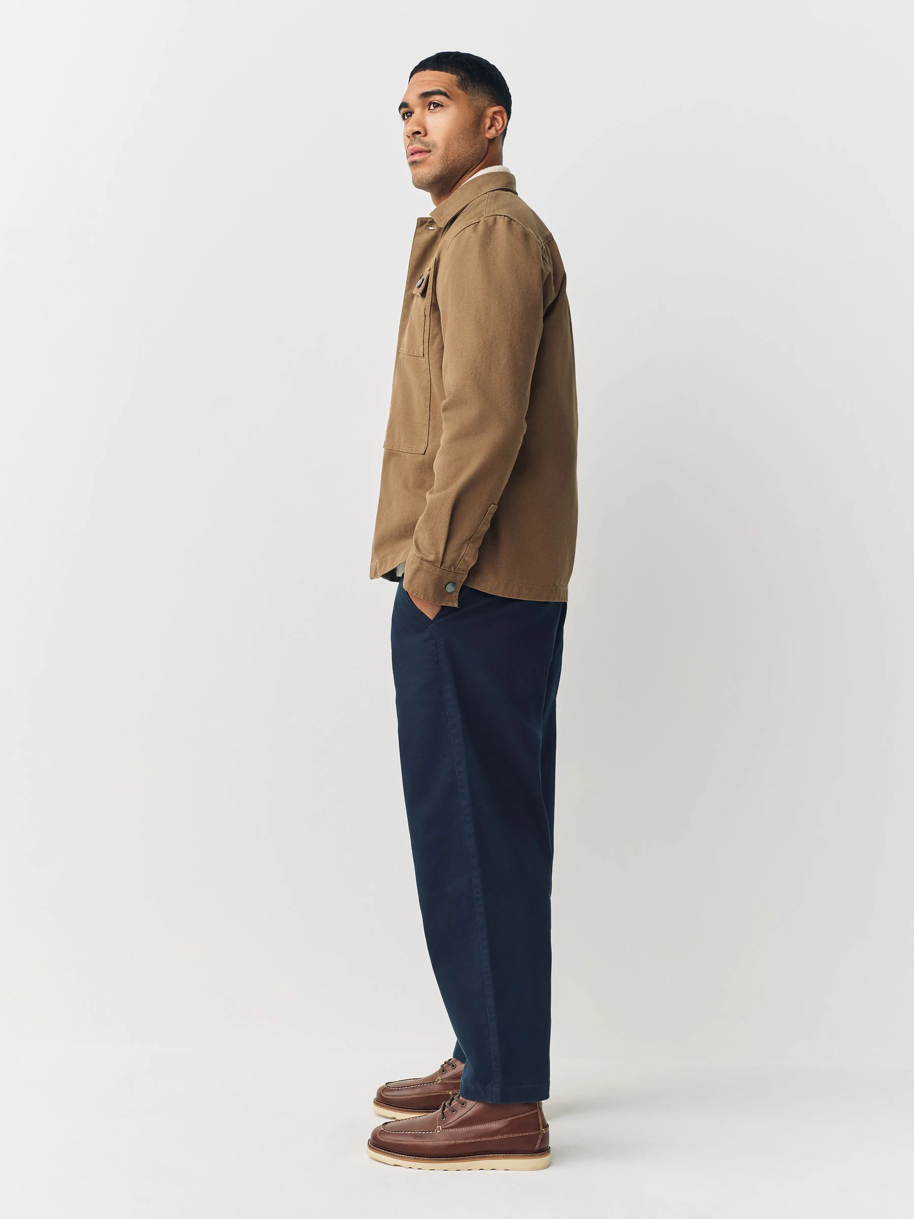 Marineblauw - Barrel Fit - Authentic Cotton Rich Stretch Trousers