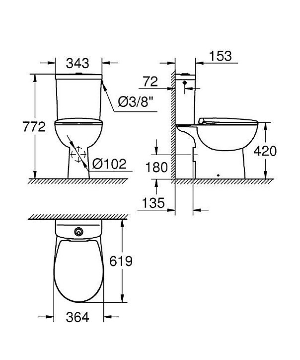 Pack WC à poser sans bride sortie horizontale Grohe