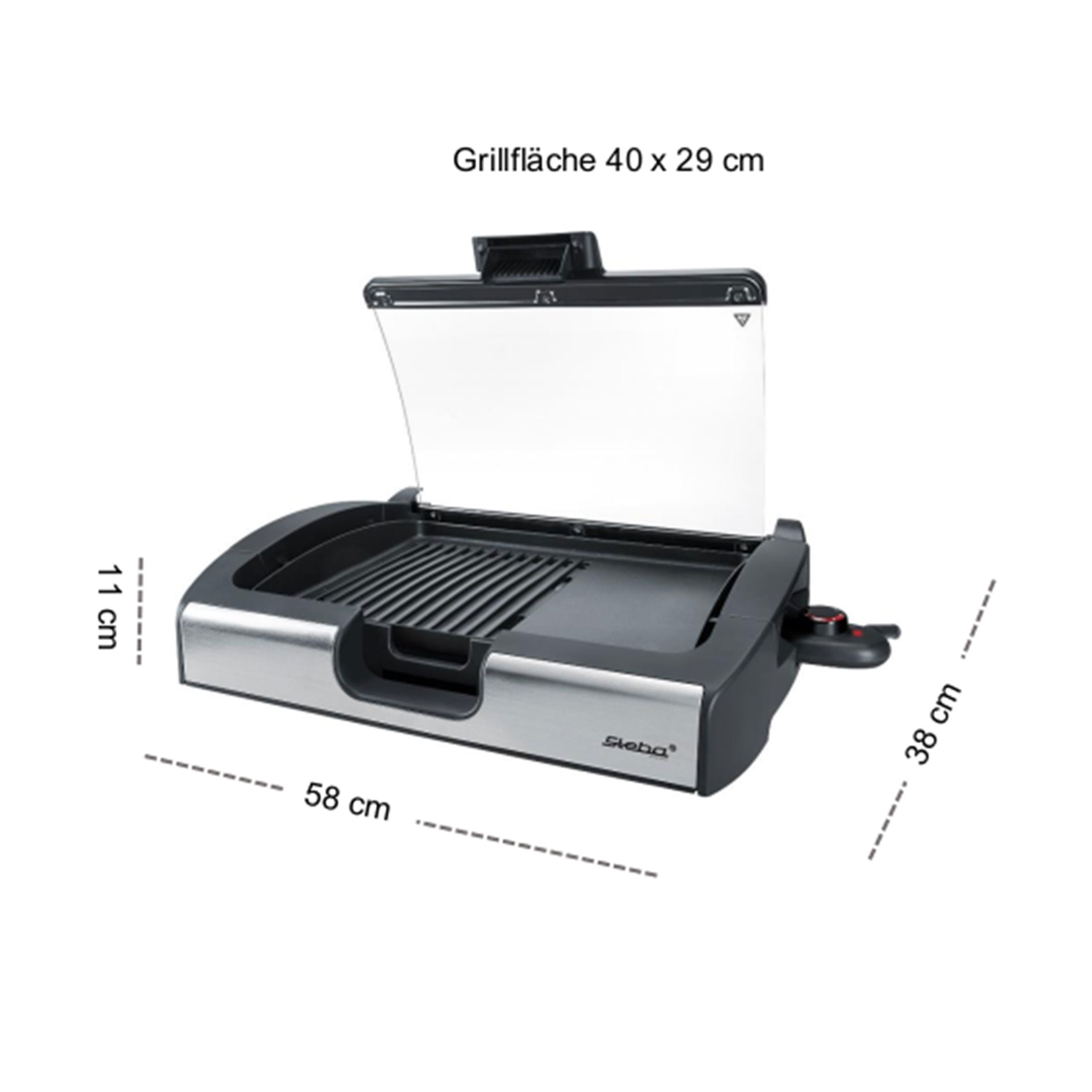 STEBA BBQ-Tischgrill VG 200 - Edelstahl-schwarz - 2200 Watt