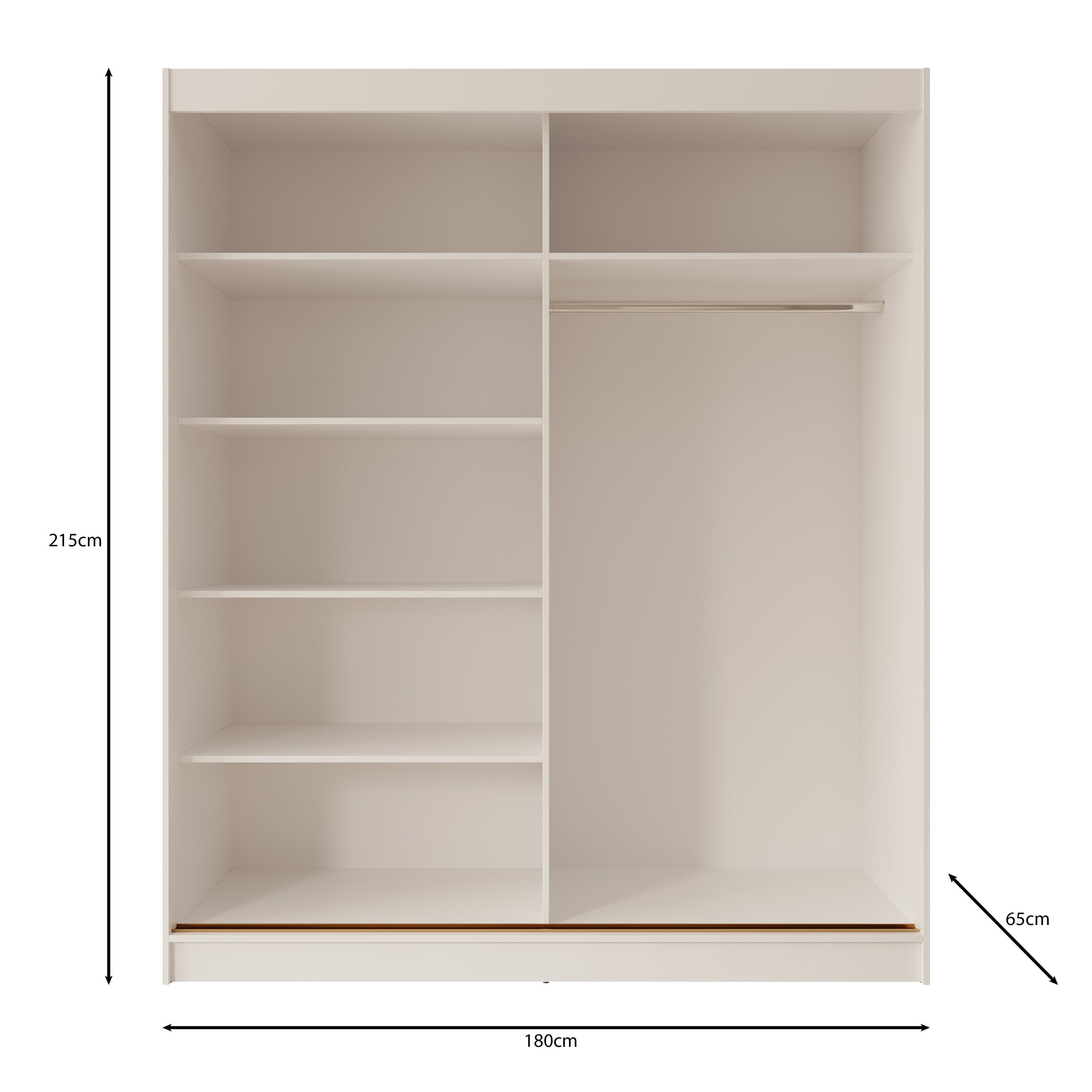 Moniq - Kledingkast met 2 schuifdeuren - Beige - 180x65x215