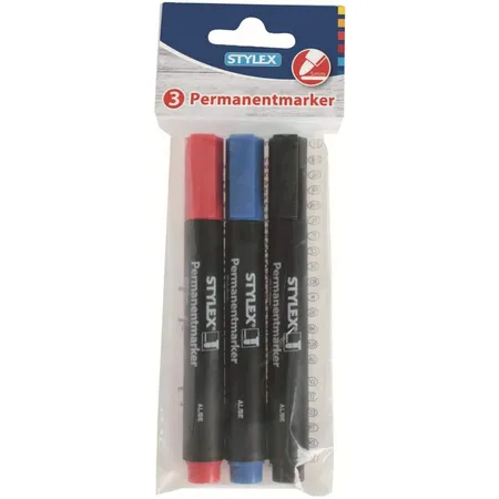 Stylex Permanentmarker 3 Stück in blau, rot und schwarz