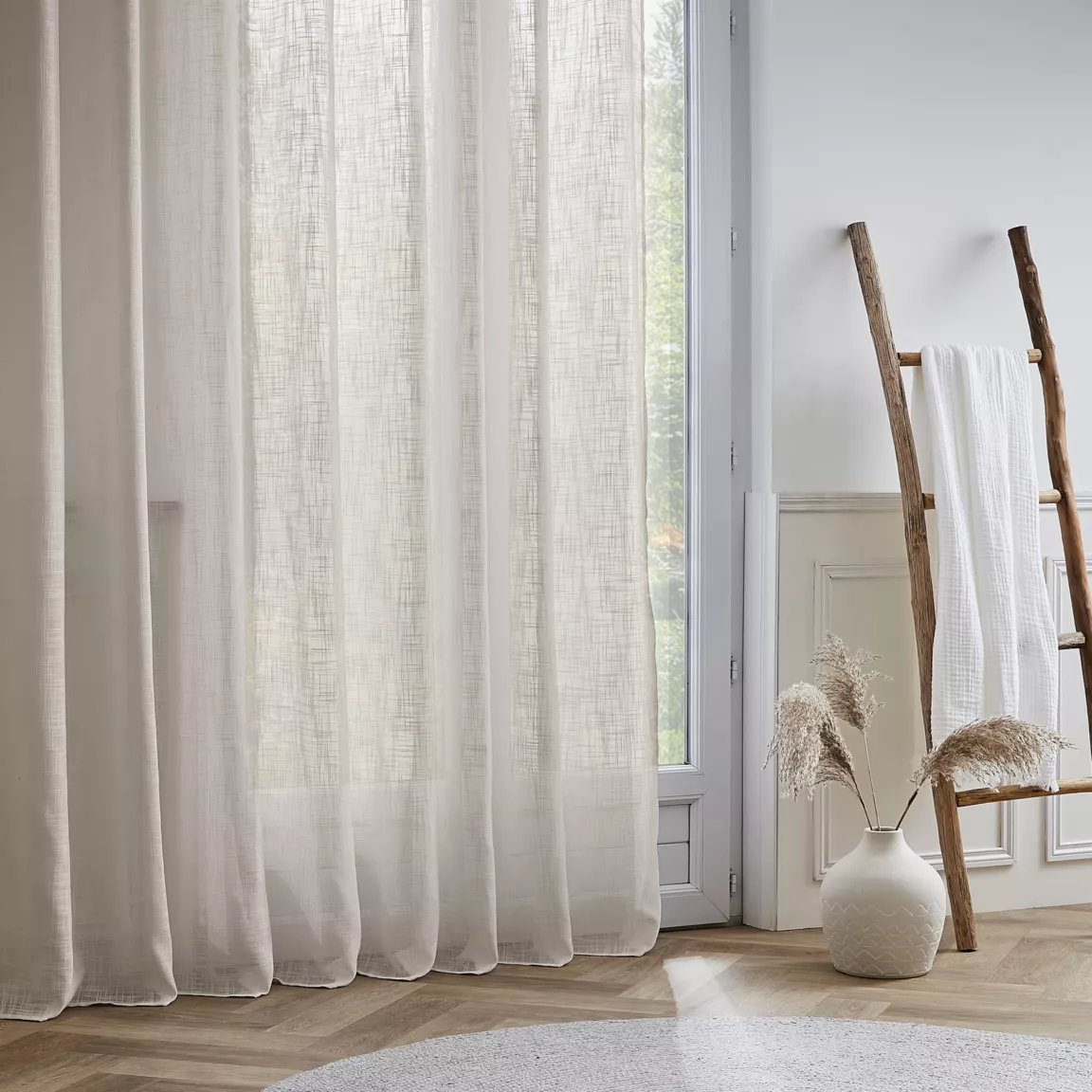 Voilage galon fronceur effet lin (280 x 240 cm) Robin Beige