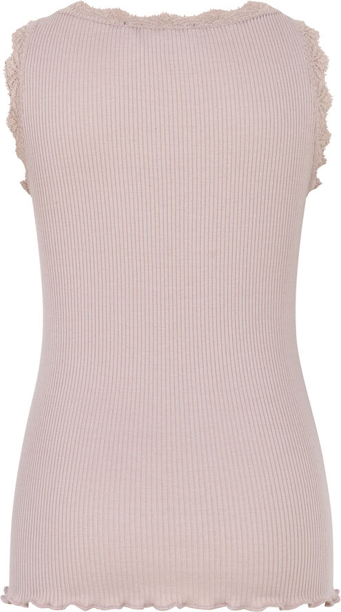 Rosemunde Silk top regular w/ lace Lyserød
