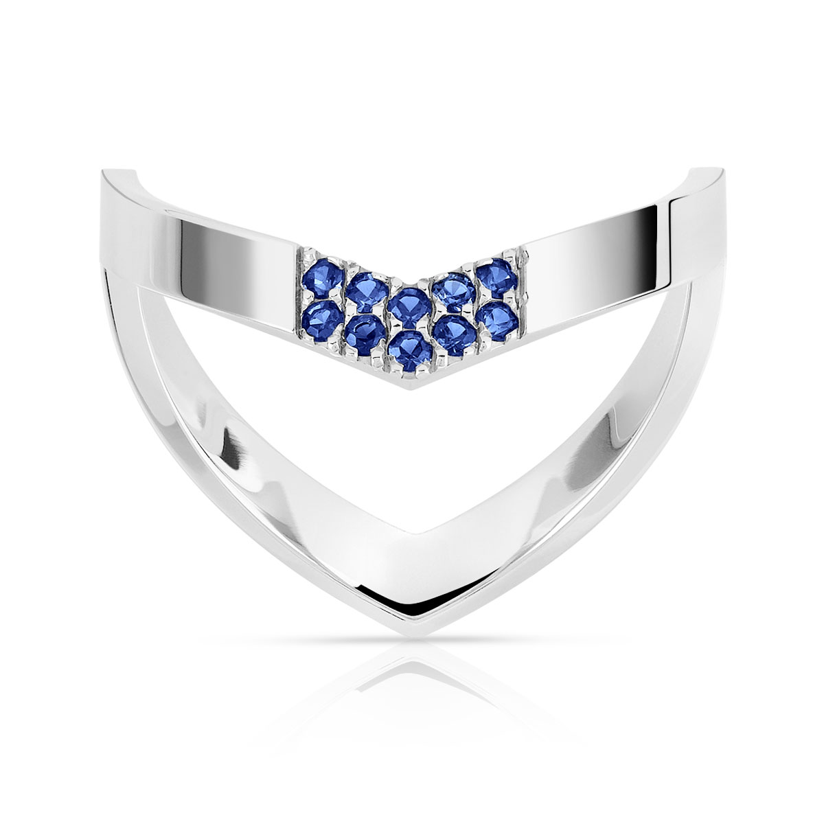 Bague or 375 blanc saphir
