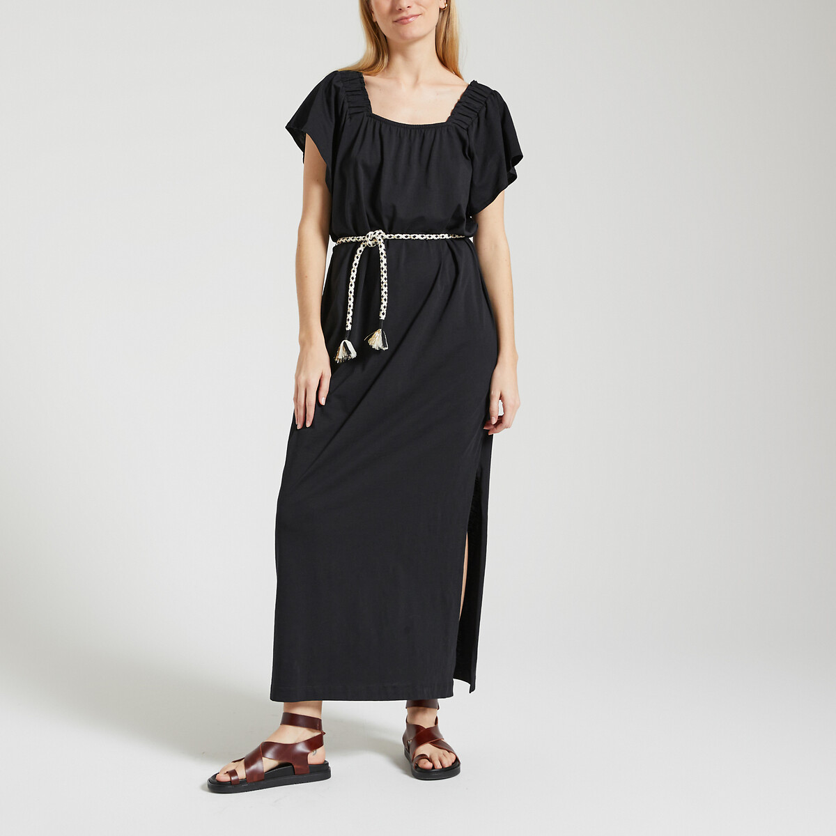 DES PETITS HAUTS<br>Vestido longo com cinto de laço ZAMIZA