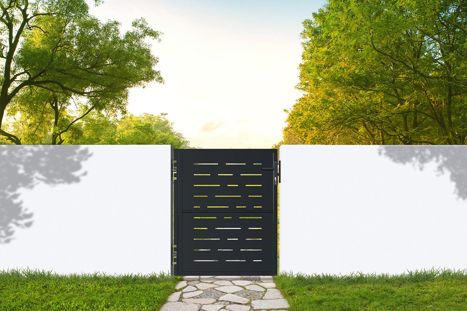 Stalen tuinpoort 1m NALI ARLBERG H.120cm mat zwart
