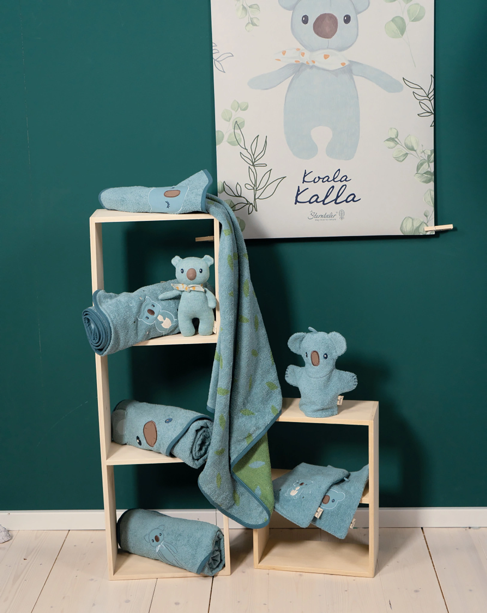 Kapuzenbadetuch KALLA KOALA (100x100) in blau