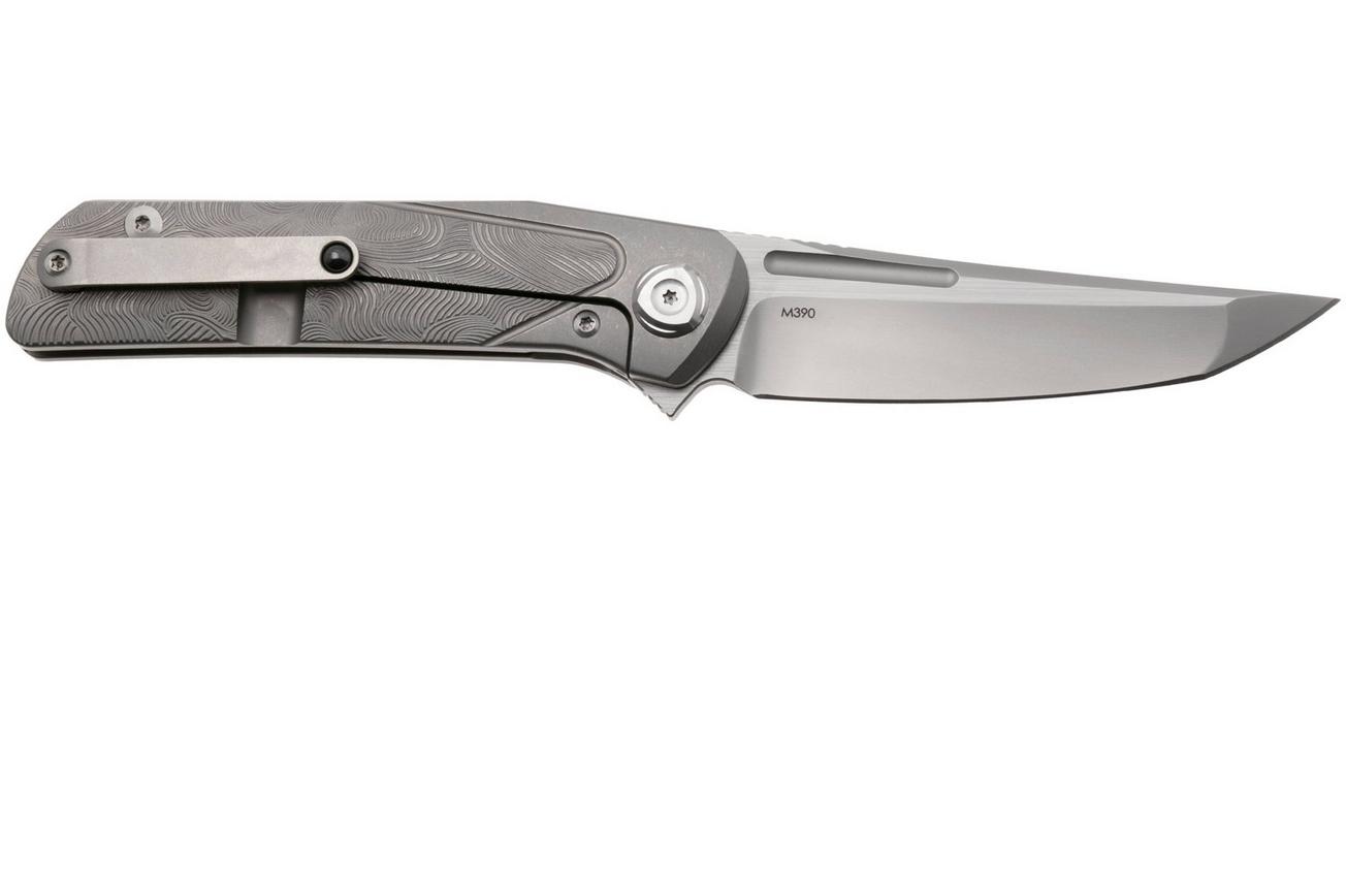 Liong Mah Warrior 3 Bead Blasted Böhler M390, Textured Titanium, zakmes