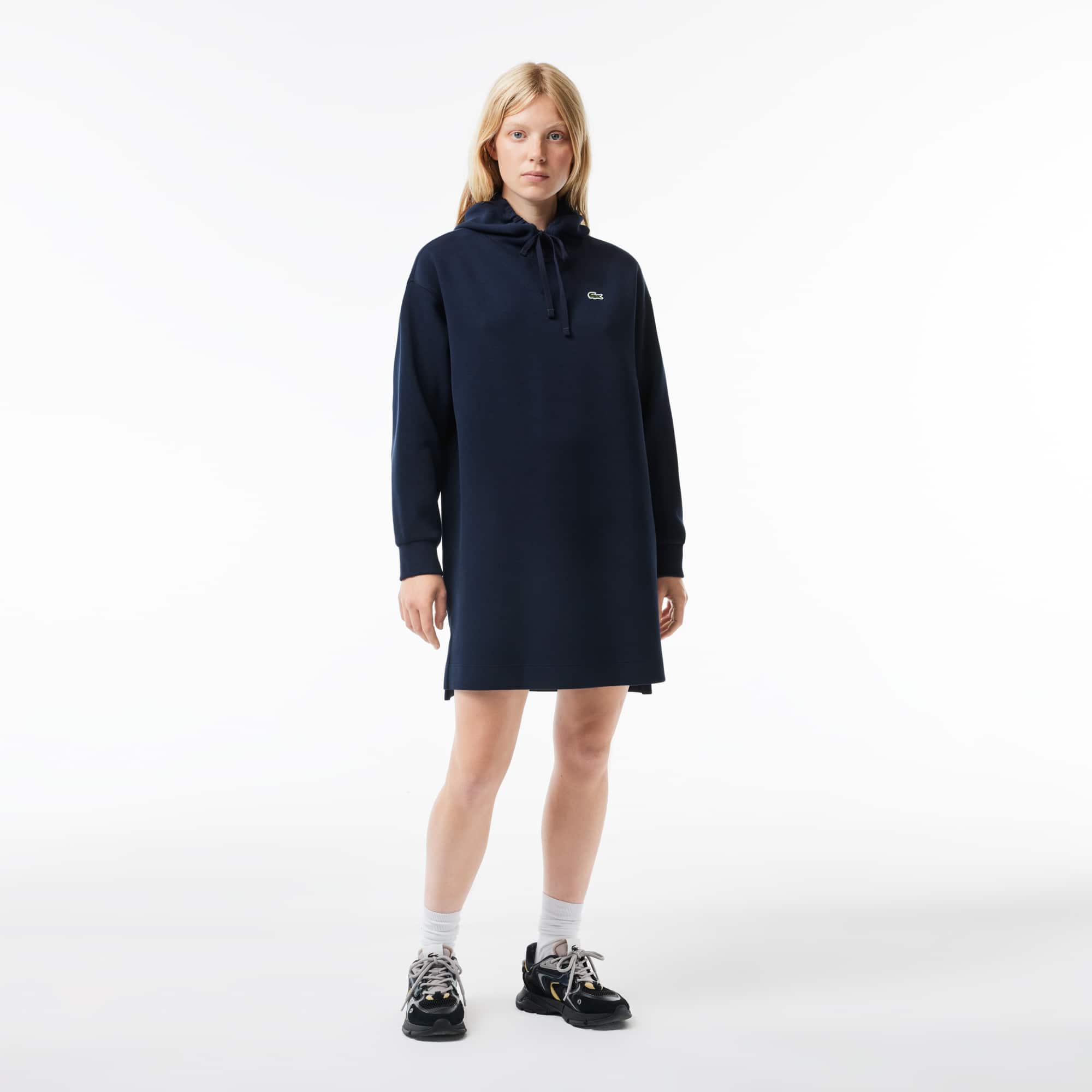 Robe sweatshirt à capuche en piqué double face Robes & Jupes - Bleu - Lacoste - Femme