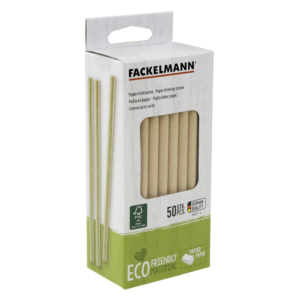Boite de 50 pailles en papier rigide brun Eco Friendly Fackelmann