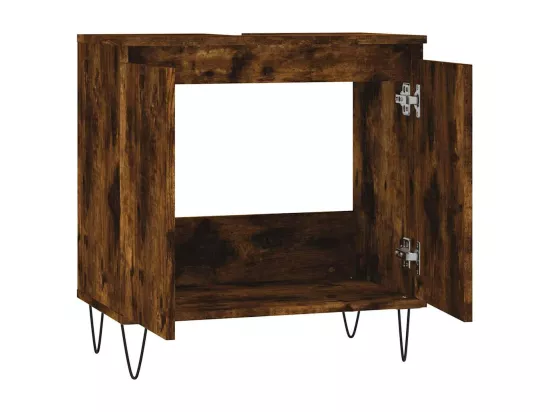 Armoire de bain chêne fumé 58x33x60 cm bois d'ingénierie