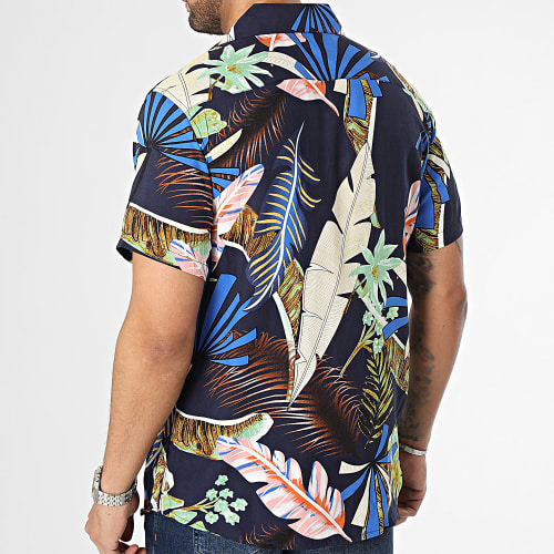 Chemise Manches Courtes Bleu Marine Floral