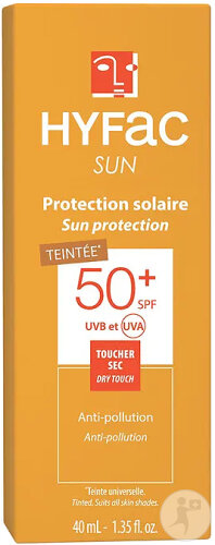 Hyfac Sun Protection Solaire Teintée Toucher Sec Anti-Pollution IP50+ Tube 40ml