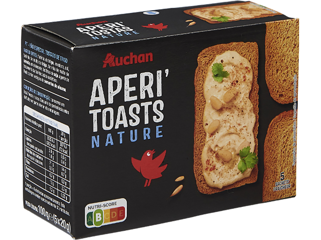 TOSTAS AUCHAN FINAS TRIGO SEM ÓLEO PALMA 100G