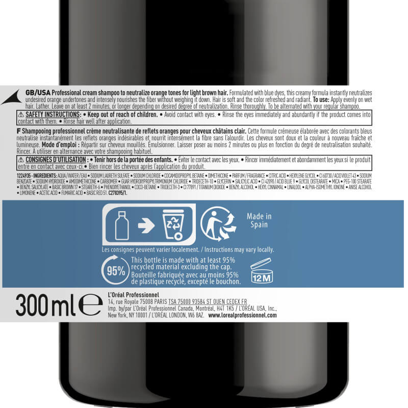 Shampooing bleu Chroma Crème L'Oréal Professionnel 300ML