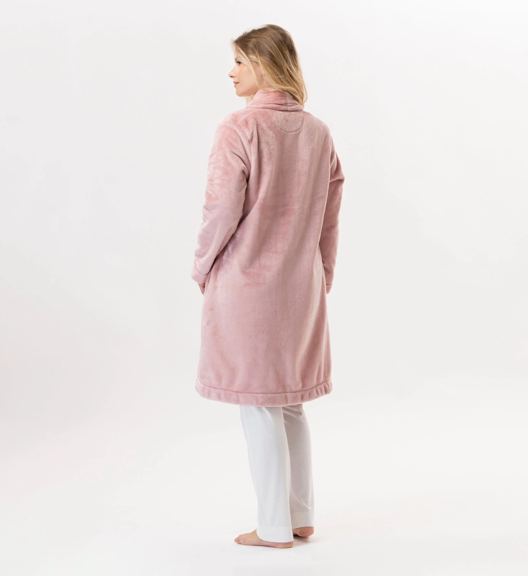 ESSENTIEL 855 - Robe de chambre en peluche flanelle | Rose