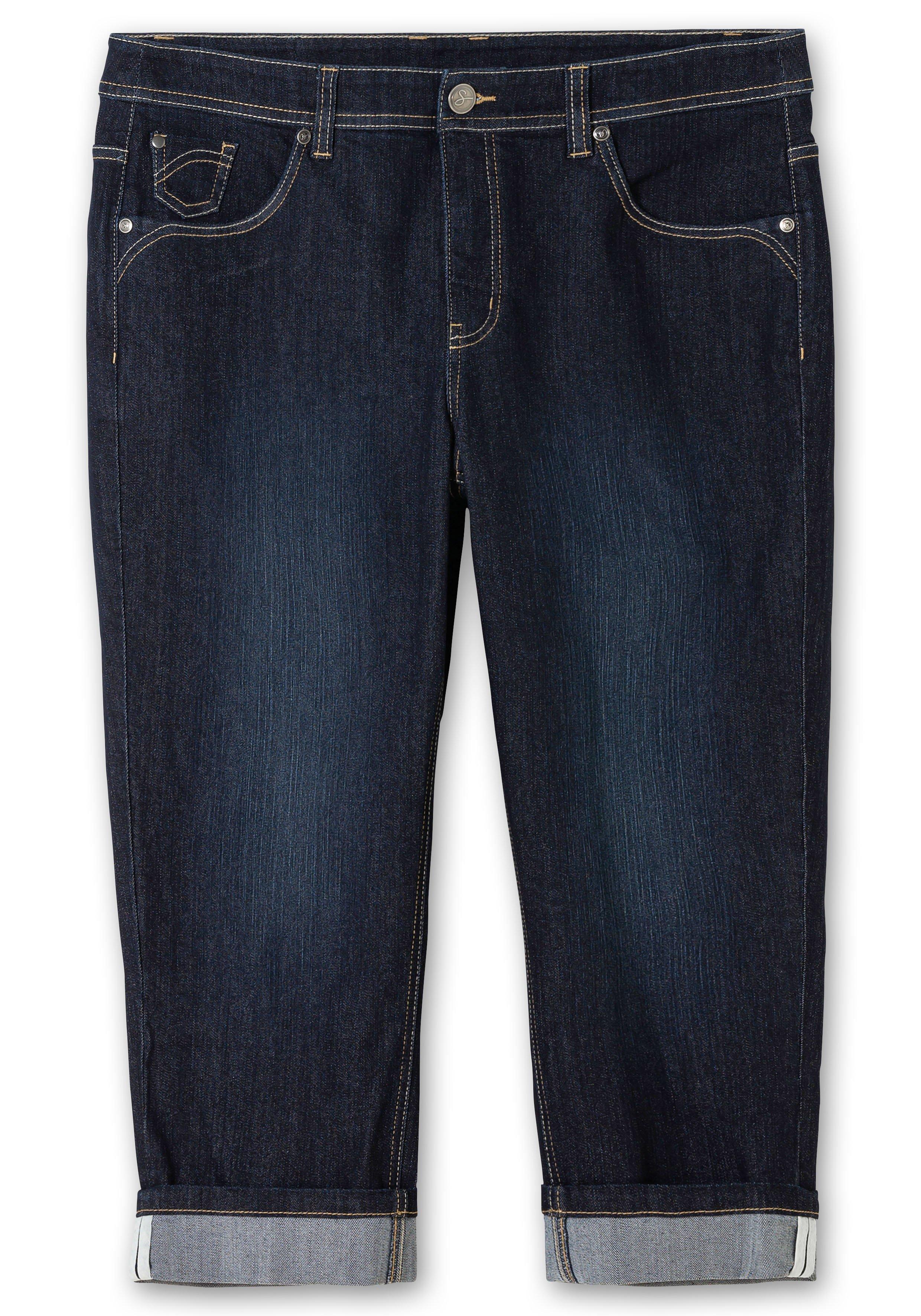 Schmale 7/8-Jeans mit Kontrasttape innen am Saum